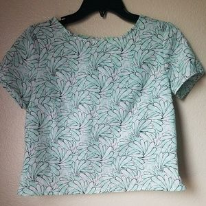 Light Teal with white open back crop top